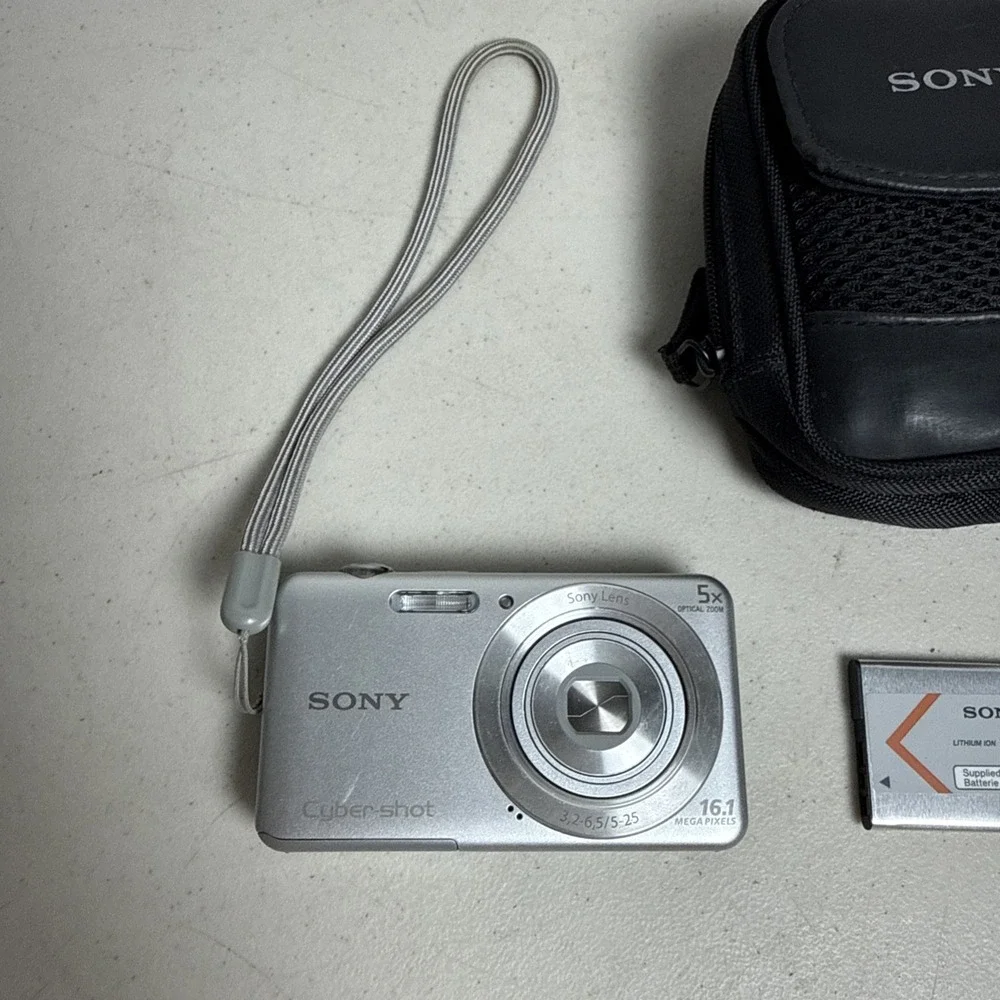 Sony Cyber-shot DSC-W710 Silver Digital Camera 16.1MP 5x Zoom w/ Battery & Bag